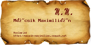 Mácsik Maximilián névjegykártya
